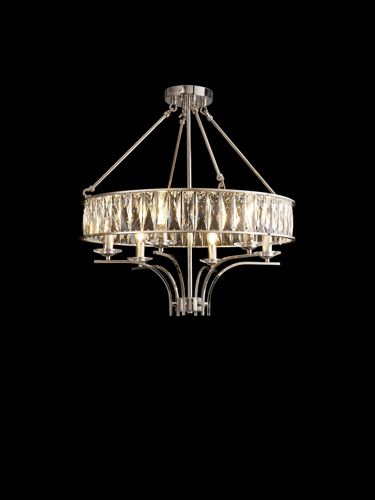 Vivienne Crystal Pendant/Semi Ceiling 6 Light Polished Nickel IL31819  Diyas Vivienne Polished Nickel